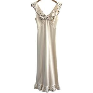 Caroline Constas Ruffled Satin Midi Slip Dress Small Coquette Milkmaid Romantic